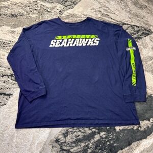 Seattle Seahawks Shirt Mens‎ 4XL Navy Blue Pro Line Football NFL Logo Cotton